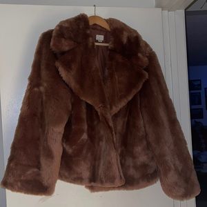 Pink Fluffy Faux Fur Coat